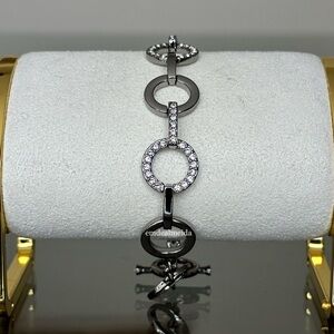 Swarovski Crystal Gunmetal Gray Toggle Circular Circle Bracelet 678223